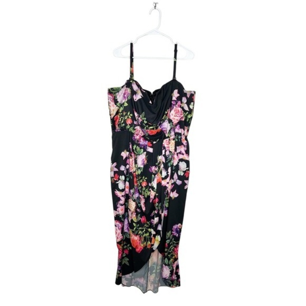 City Chic Floral Print Sleeveless High Low Midi Sundress XL